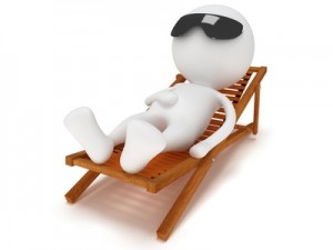 3d man having a rest on chaise lounge isolated on white background. Summer, recreation, travel, vacation concept